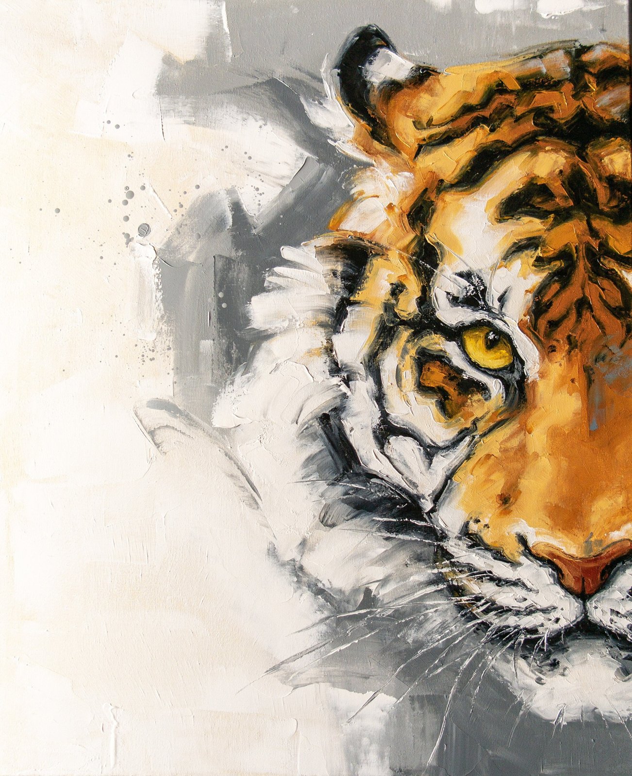 Tiger 24" S.Lee Mark Original oil painting Pet portrait Ginger portrait Animal painting Animal art Original art Home Living Home Décor Wall